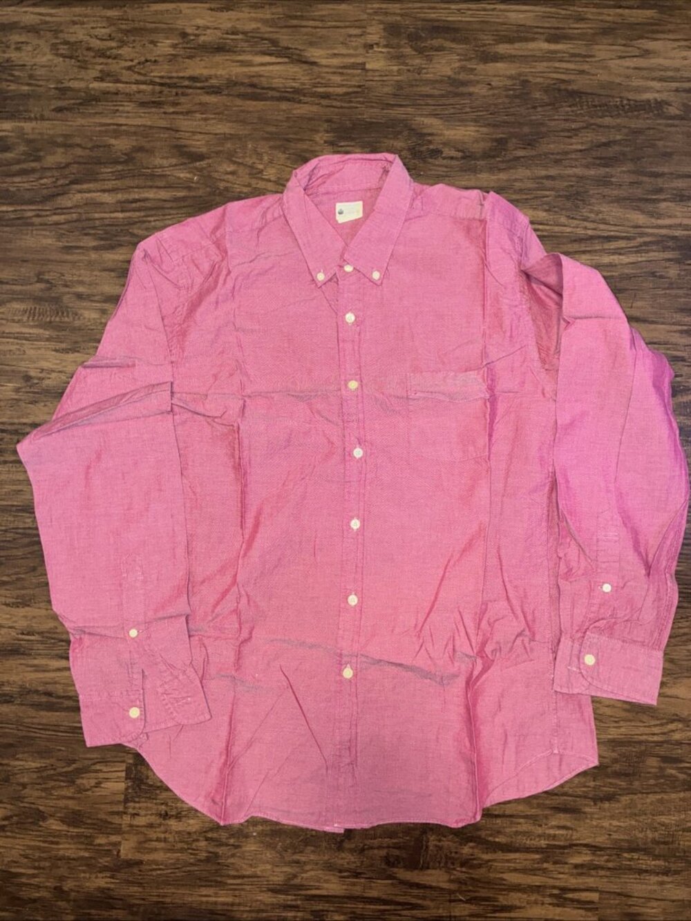 J Crew (Tailored By)Sunwashed Oxford Shirt Mens Lrg Red Button Down Long Sleeve